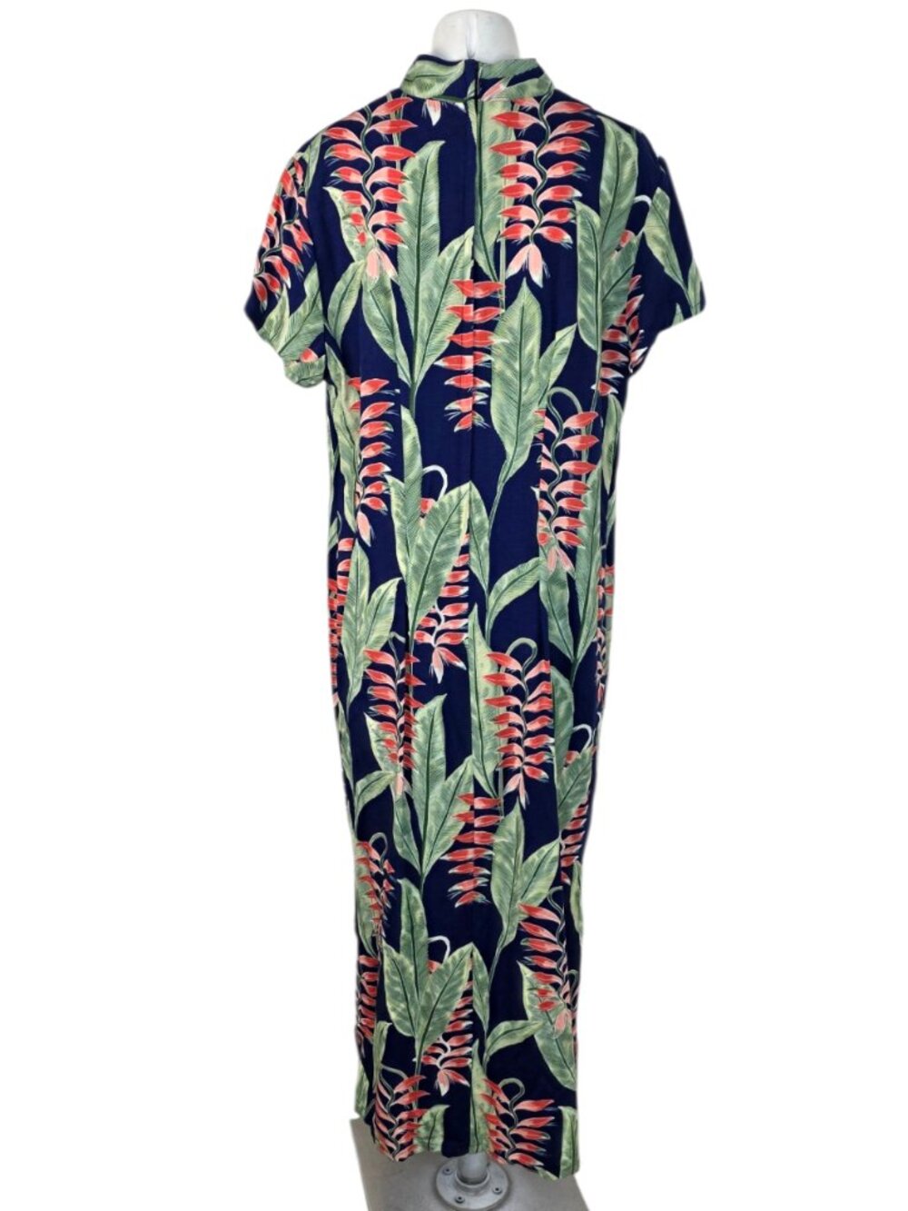 Hilo Hattie Hawaiian Maxi Dress, Short Sleeve, Leaf Floral Print, Resortwear, L - Picture 2 of 9